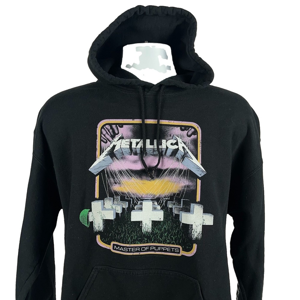 Metallica Hoodie Sweatshirt Mens Large Black Fleece Master Of Puppets Rock Band